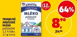 Penny Market Madeta Trvanlivé jihočeské mléko polotučné nabídka