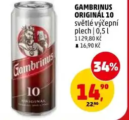 Penny Market Gambrinus originál 10 světlé výčepní nabídka