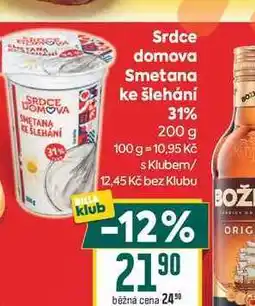 Billa Srdce domova Smetana ke šlehání 31% nabídka