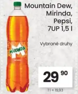 Kubík potraviny Mountain Dew, Mirinda, Pepsi, 7UP nabídka
