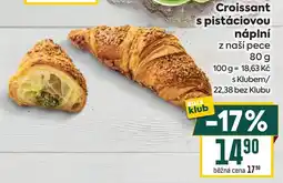 Billa Croissant s pistáciovou náplní nabídka