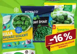 Billa Na vybrané mražené špenáty nabídka