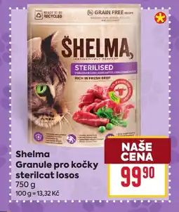 Billa Shelma Granule pro kočky sterilcat losos nabídka
