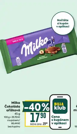 Billa Milka Čokoláda oříšková nabídka