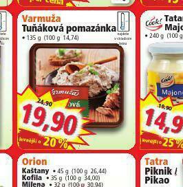 Norma Tuňáková pomazánka nabídka