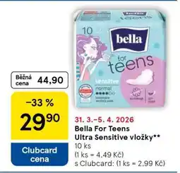 Tesco Bella For Teens Ultra Sensitive vložky nabídka