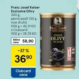 Tesco Franz Josef Kaiser Exclusive Olivy, 300 g. pevný podíl 130 g nabídka