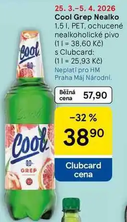 Tesco Cool Grep Nealko, 1.5 l, PET, ochucené nealkoholické pivo nabídka