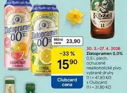 Tesco Zlatopramen 0,0%, 0.5 l, plech nabídka