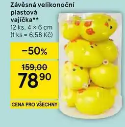 Tesco Závěsná velikonoční plastová vajíčka, 12 ks, 4 x 6 cm nabídka