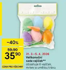 Tesco Velikonoční sada vajíček, obsahuje 6 vajíček, mrkev a umělou trávu nabídka