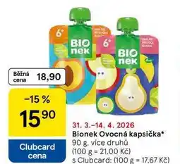 Tesco Bionek Ovocná kapsička, 90 g, více druhů nabídka