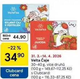 Tesco Velta Čaje, 30-40 g, více druhů nabídka