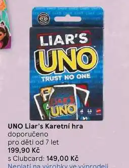 Tesco UNO Liar's Karetní hra, doporučeno pro děti od 7 let nabídka