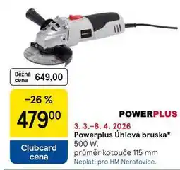 Tesco Powerplus Úhlová bruska, 500 W. průměr kotouče 115 mm nabídka