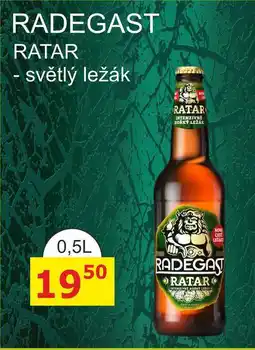 BENE Nápoje RADEGAST RATAR - světlý ležák 0,5l sklo nabídka