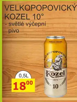 BENE Nápoje Velkopopovický Kozel 10° Pivo výčepní světlé plechovka 0,5l 500ml nabídka