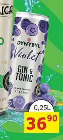 BENE Nápoje DYNYBYL Violet GIN & TONIC 4,5% 0,25L míchaný nápoj, plech nabídka