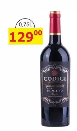 BENE Nápoje CODICI PRIMITIVO nabídka