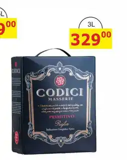 BENE Nápoje CODICI PRIMITIVO PUGLIA nabídka