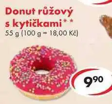 CBA Donut růžový s kytičkami nabídka