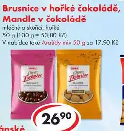 CBA Brusnice v hořké čokoládě, Mandle v čokoládě nabídka