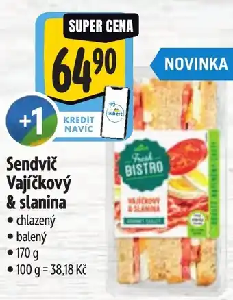 Albert Sendvič Vajíčkový & slanina nabídka