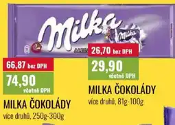 Ratio Milka čokolády nabídka