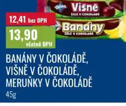 Ratio Banány v čokoládě, višně v čokoládě. meruňky v čokoládě nabídka