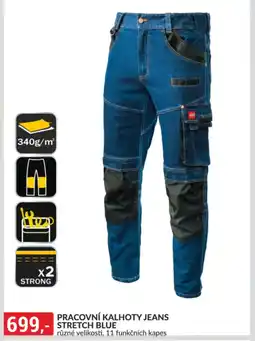 Baumax Pracovní kalhoty jeans stretch blue nabídka