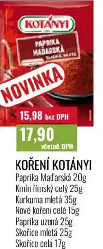 Ratio Koření Kotányi nabídka
