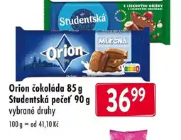 Qanto Orion čokoláda, Studentská počet nabídka