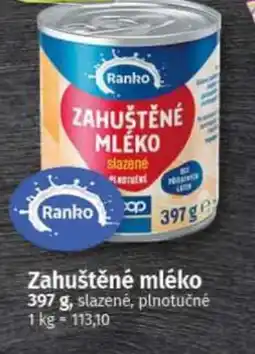 COOP TIP Ranko Zahuštěné mléko nabídka