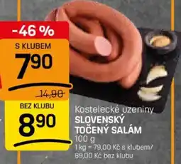 Flop Kostelecké uzeniny slovenský točený salám nabídka