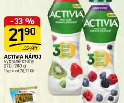 Flop Activia nápoj nabídka