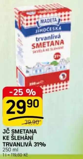 Flop Madeta Jč smetana ke šlehání trvanlivá 31% nabídka
