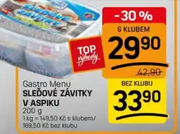 Flop Gastro menu sleďové závitky v aspiku nabídka