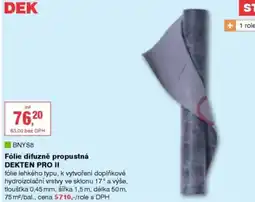 DEK Fólie difuzně propustná DEKTEN PRO II nabídka