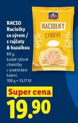 Lidl RACIO Raciolky se sýrem / s rajčaty & bazalkou nabídka