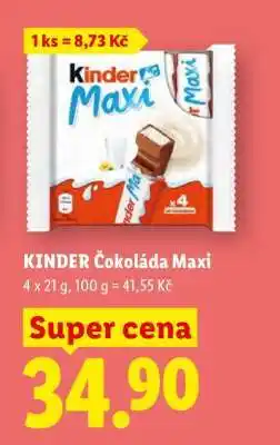 Lidl Kinder čokoláda Maxi nabídka
