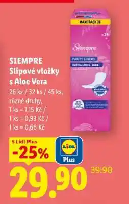 Lidl SIEMPRE SLIPOVÉ VLOŽKY S ALOE VERA nabídka