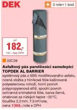 DEK Asfaltový pás parotěsnicí samolepicí TOPDEK AL BARRIER nabídka