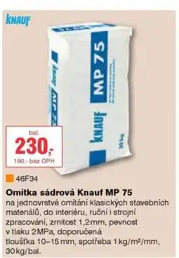DEK Omítka sádrová Knauf MP 75 nabídka