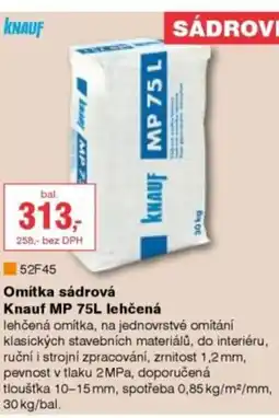DEK Omítka sádrová Knauf MP 75L lehčená nabídka