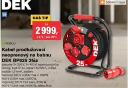 DEK Kabel prodlužovací neoprenový na bubnu DEK BP625 3fáz nabídka
