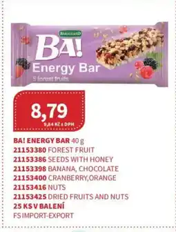 Kubík potraviny BA! Energy Bar nabídka