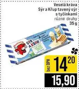 Jip Veselá kráva Sýr a Křup tavený sýr s tyčinkami různé druhy nabídka