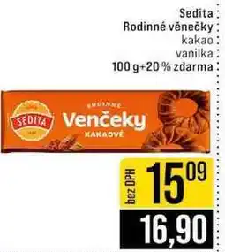 Jip Sedita Rodinné věnečky kakao vanilka 100 g+20% zdarma nabídka