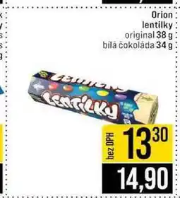 Jip Orion lentilky original 38 g bila čokoláda 34 g nabídka
