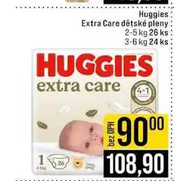 Jip Huggies Extra Care dětské pleny 2-5 kg 26 ks 3-6 kg 24 ks nabídka